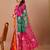 Red bandhani printed gotta patti georgette saree with unstitched blouse piece