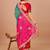 Red bandhani printed gotta patti georgette saree with unstitched blouse piece