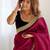 Red embellished sequinned saree with blouse piece