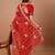 Red bandhani embroidered poly georgette bandhani saree