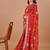 Red bandhani embroidered poly georgette bandhani saree