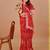 Red bandhani embroidered poly georgette bandhani saree