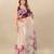 Cream floral printed organza saree