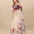 Cream floral printed organza saree