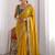 Yellow embellished embroidered pure georgette heavy work saree