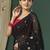 Black floral embroidered saree