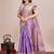 Purple ethnic motifs woven design kanjeevaram saree