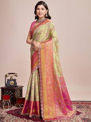 Green woven design kanjeevaram saree 2