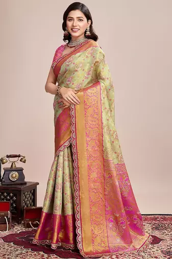 Green woven design kanjeevaram saree