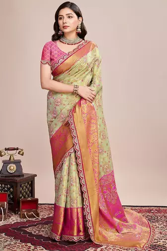 Green woven design kanjeevaram saree