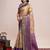 Beige woven design embroidered saree with unstitched blouse piece