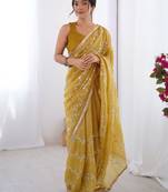 Mustard embellished sequined embroidered saree