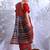 Red floral printed art silk dabu saree