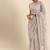Beige floral embroidered beads and stones embellished net saree