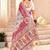Pink ethnic motifs embroidered pashmina heavy work saree