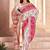 Pink ethnic motifs embroidered pashmina heavy work saree