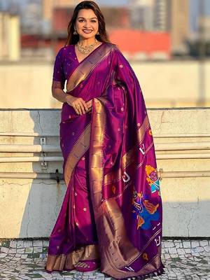 Magenta magenta paithani sarees 1