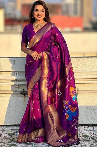 Magenta magenta paithani sarees