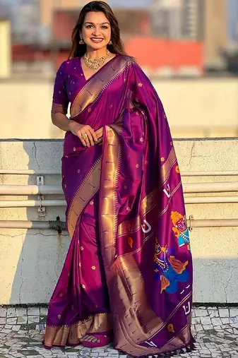 Magenta magenta paithani sarees