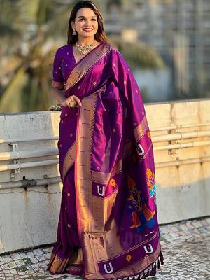 Magenta magenta paithani sarees 3