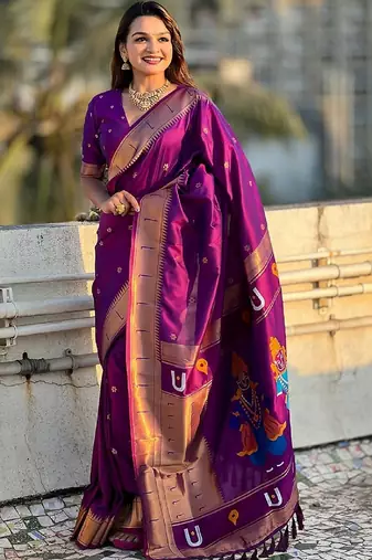 Magenta magenta paithani sarees