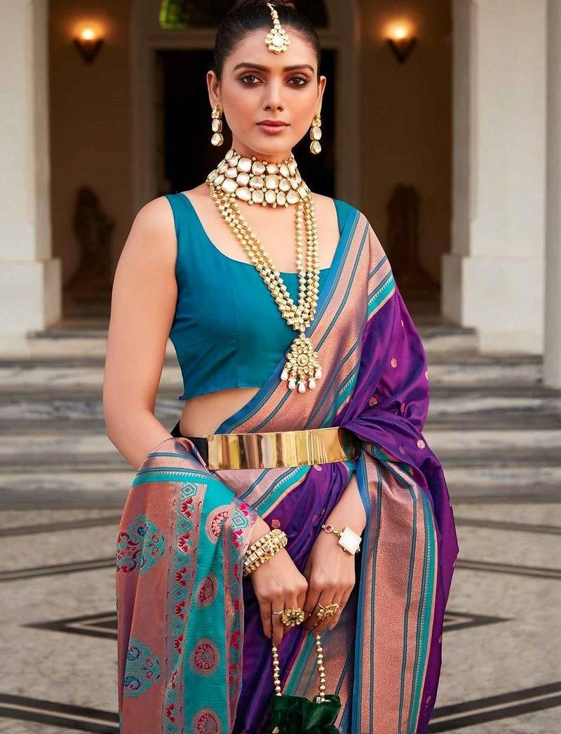 Purple purple paithani sarees
