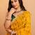 Yellow bandhani embroidered pure georgette fusion bandhani saree