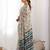 Blue tropical printed mirror work chinon saree with blouse piece
