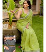 Lime floral saree