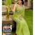 Lime floral saree