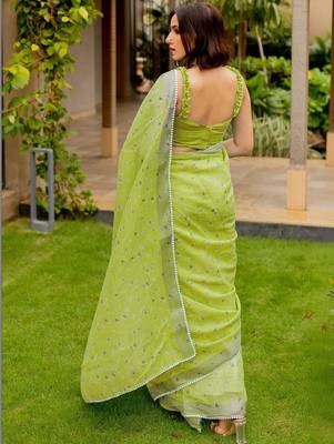 Lime floral saree 2