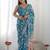 Blue mirror work poly chiffon saree