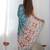 Blue mirror work poly chiffon saree