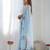 Blue embellished mirror work poly chiffon designer saree