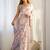 White floral printed mirror work saree