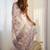 White floral printed mirror work saree
