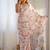 White floral printed mirror work saree