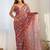 Red ethnic motifs printed mirror work saree
