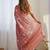 Red ethnic motifs printed mirror work saree