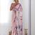 Pink mirror work poly chiffon saree