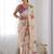Peach floral printed mirror work chinon saree