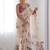 Peach floral printed mirror work chinon saree