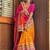 Orange bandhani embroidered pure chiffon saree