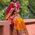 Orange bandhani embroidered pure chiffon saree
