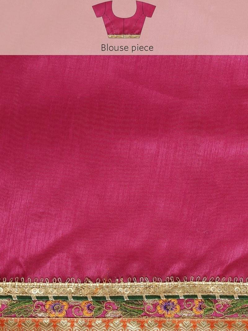 Orange bandhani embroidered pure chiffon saree