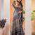 Black floral ajrak poly crepe block print saree