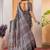 Black floral ajrak poly crepe block print saree