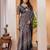 Black ethnic motifs ajrak poly crepe block print saree