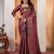 Maroon floral ajrak poly crepe block print saree