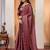 Maroon floral ajrak poly crepe block print saree